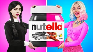 Wednesday vs Enid | Black vs Pink Color Food Challenge by RATATA