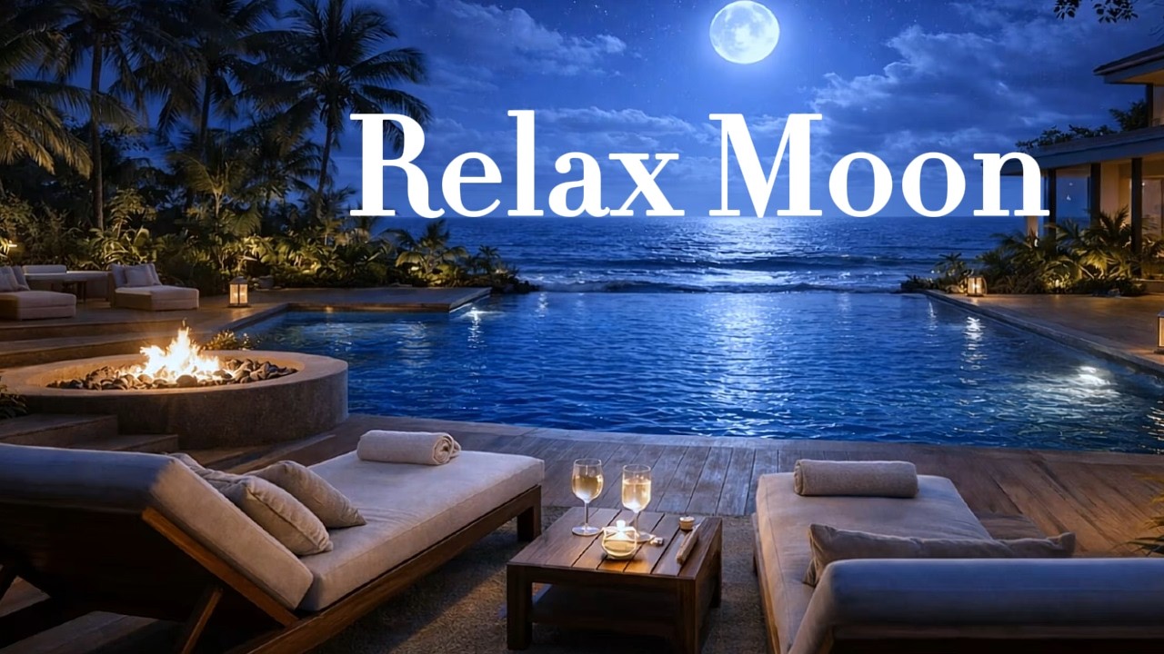 Relax Moon 🌙 Night Time Chill | Full Moon Over the Ocean | Meditaion | Studi | Good Luck 🌙