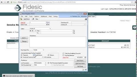 Upload Payments to Fidesic from Dynamics GP