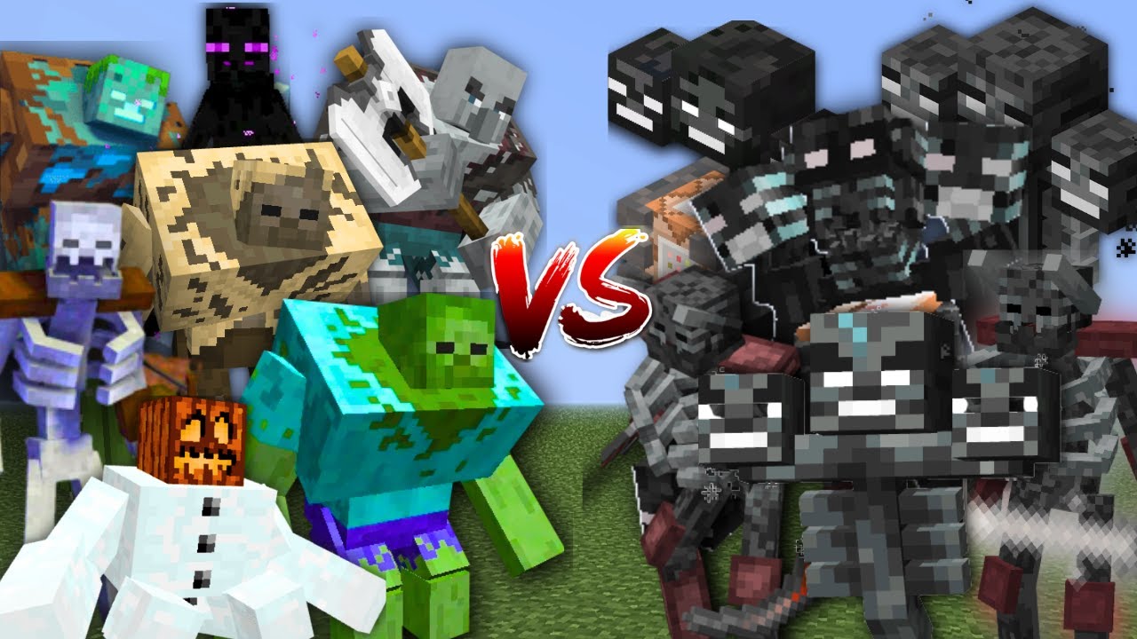 ALL MUTANT MOBS vs ALL WITHER in Minecraft Mob Battle - YouTube