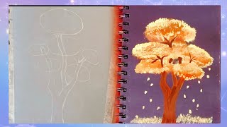 Paint Dreamy Golden Autumn Tree VERY Easily | Acrylic painting tutorial 