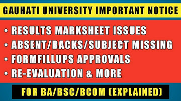 Gauhati University Important Notice 2020 on Results issues (Absent/Arrear) Re-evaluation 2020 & More