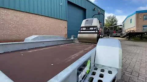 Dynapac CC900 Double Drum Vibratory Roller on the ATE Rhino-TXDP trailer