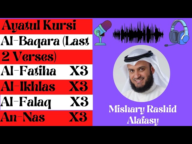 Mishary Rashid Alafasy || Ayatul Kursi, Amanar Rasul , Al-Fatiha, Al-Ikhlas , Al-Falaq , An-Nas class=