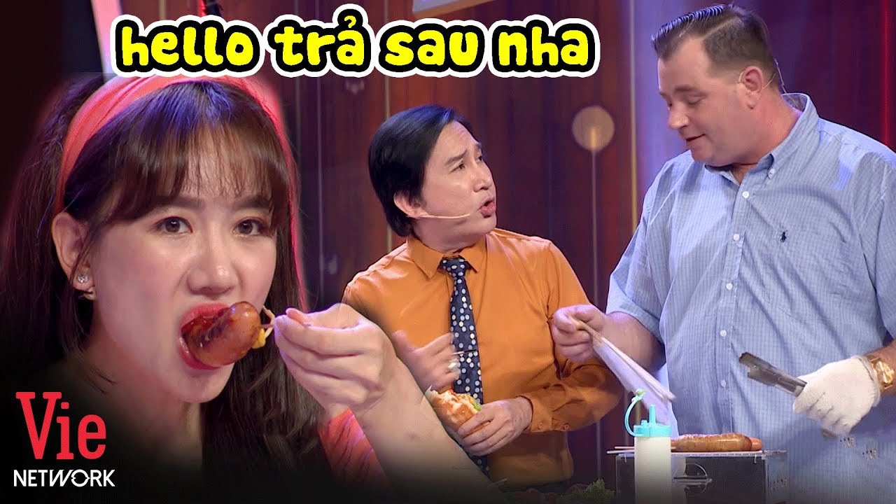 Hari Won ăn ngon lành xúc xích của cặp chồng Tây vợ Việt, Kim Tử Long