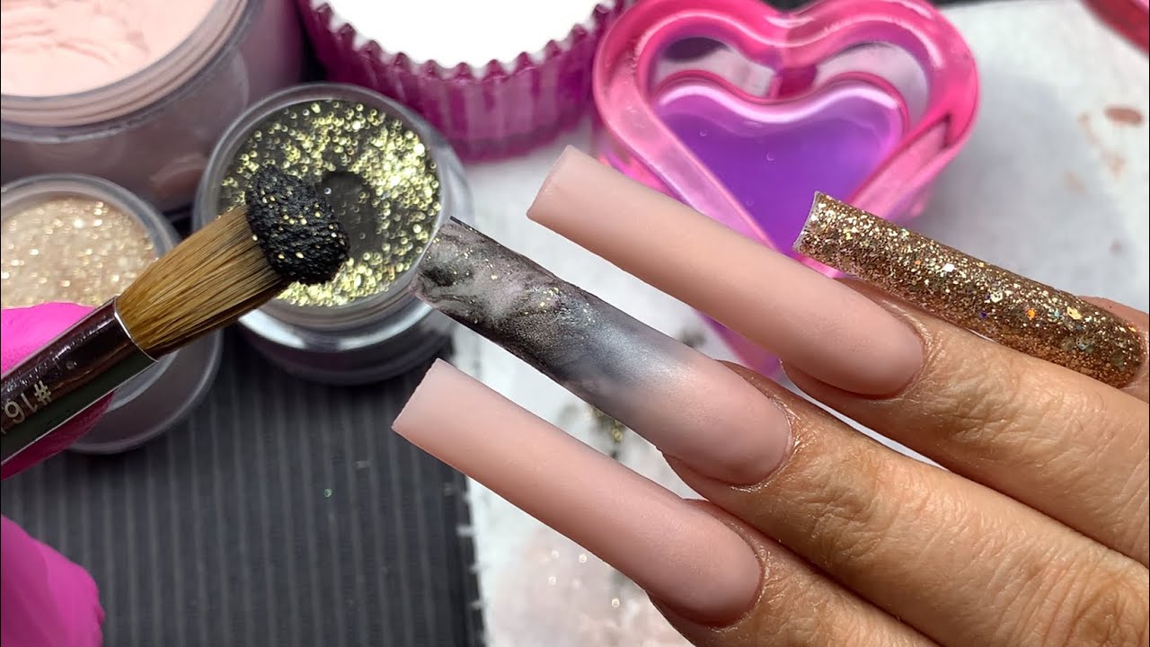 WORKING WITH MY NON DOMINANT HAND/ ACRYLIC NAILS TUTORIAL/ BLACK NAILS 