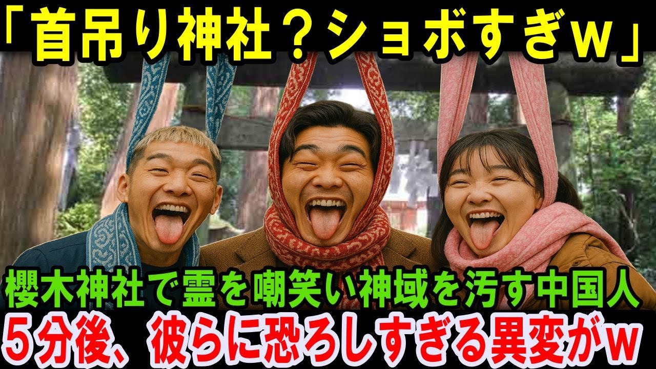 【海外の反応】「俺たちに遊んでもらえて本望だろw」桜木神社で霊を嘲笑い神域を汚す中国人！5分後、彼らに恐ろしすぎる異変が！