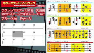 【ウクレレでスケール練習】実践編　複数のスケールが使えるコード進行でスケール練習　ブルース系　Key=C　ギタースケールハンドブック連動企画