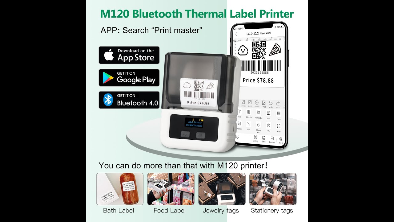 M120 Portable Bluetooth Wireless Sticker Printer Label Maker