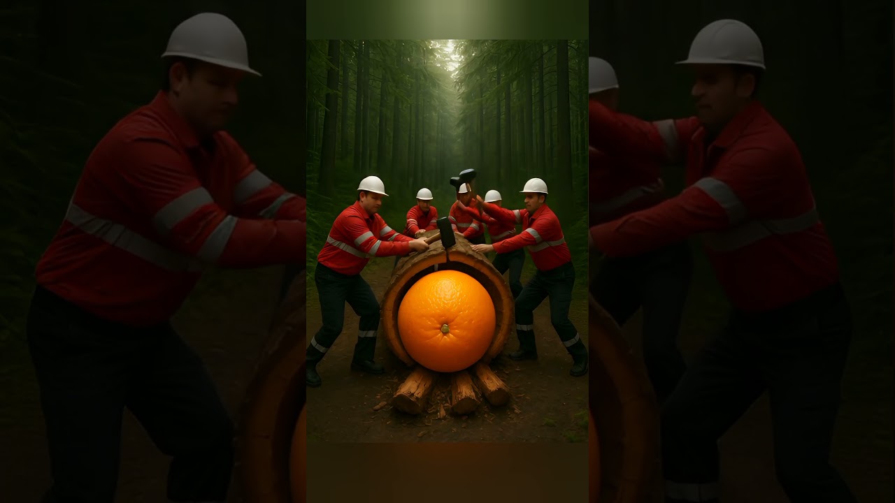 Rescue Workers Find Giant Orange Hidden Inside Massive Log | Unreal Forest Discovery 