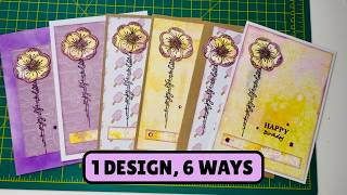 6 cards from 1 design. How to make a single layout, work across 6 different looking cards