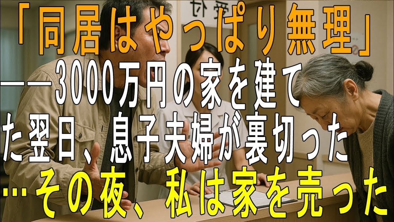 「同居はやっぱり無理」3000万円の二世帯住宅を建てた翌日に裏切った息子夫婦。その夜、私は黙って家を売却した…帰宅した2人は凍りついた【60代以上の方へシニアライフ】