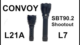 Convoy L21A and L7 flashlights with SBT90.2 emitters.