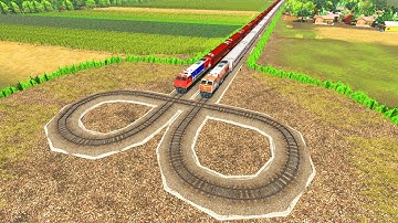 2 PASSENGER TRAINS THROUGH DOUBLE LOOPING RAILROAD TRACK #42 | Trainz Simulator 2022