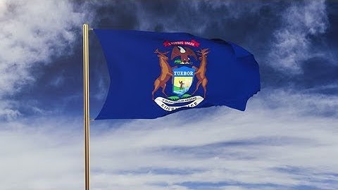 4K michigan flag waving in the wind. Green screen, alpha matte. Loopable animation Stock video