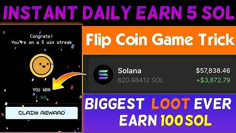 EARN DAILY 10 SOL BY PLAYING GAME | DEGEN FLIP COIN GAME TRICK | FREE EARN DAILY SOL TOKEN 🔥