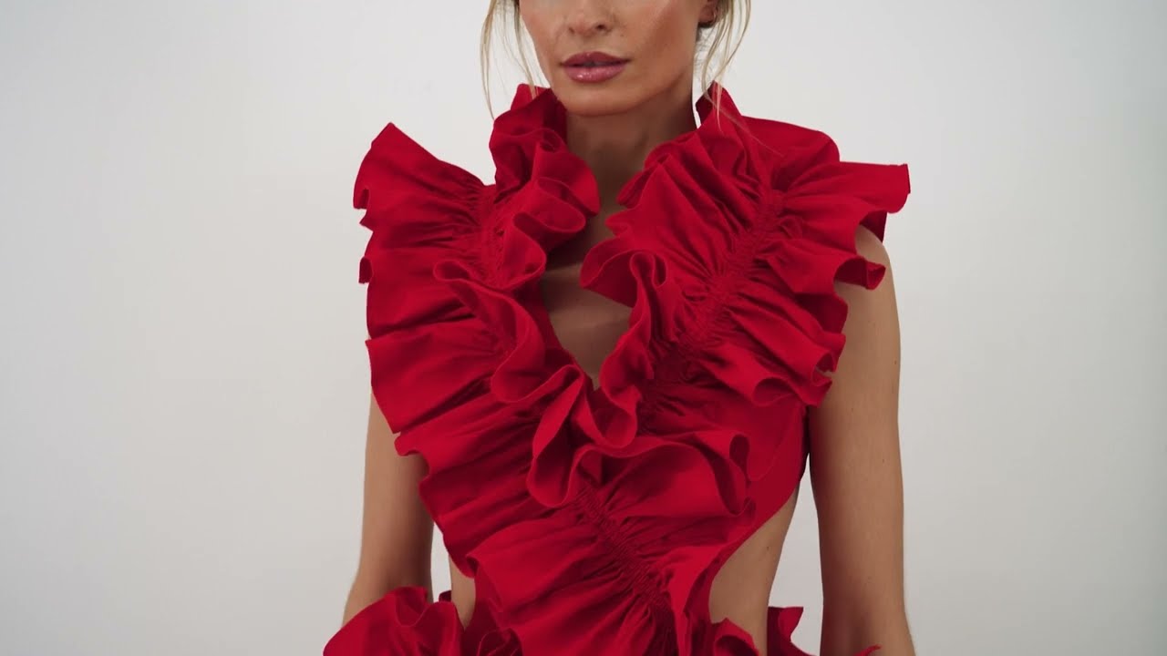 RED RUFFLE DRESS