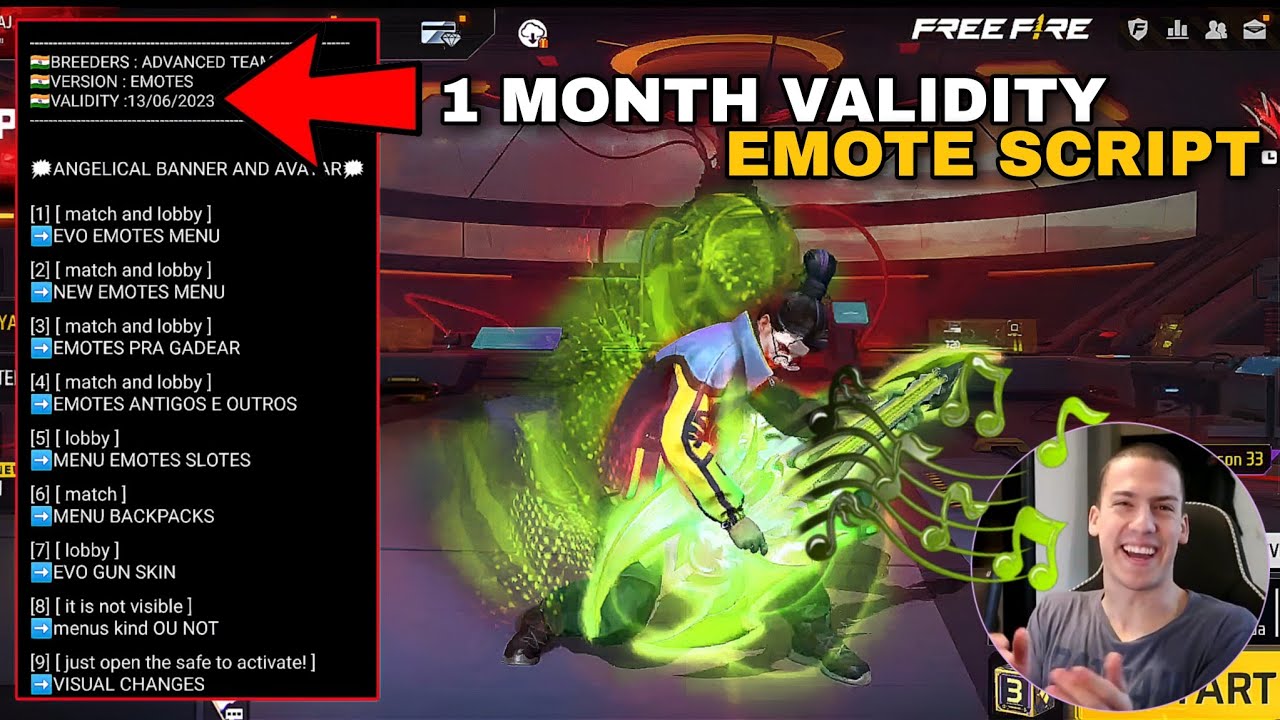 Free Fire Emotes Script 0B39 Latest Update Script For Yourself 🇮🇳 - YouTube
