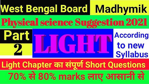Physical science Suggestion for Madhymik 2021# according to new syllabus# Light Chapter,M.C.Q Hindi.
