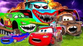 Lightning McQueen and MATER and Miss Fritter vs ZOMBIE  Pixar cars  in  BeamNG.drive