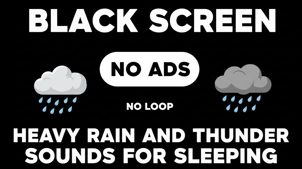 🔴 Heavy Rain and Thunder Sounds for Sleeping - Black Screen | Perfect Thunderstorm for Rest, Live