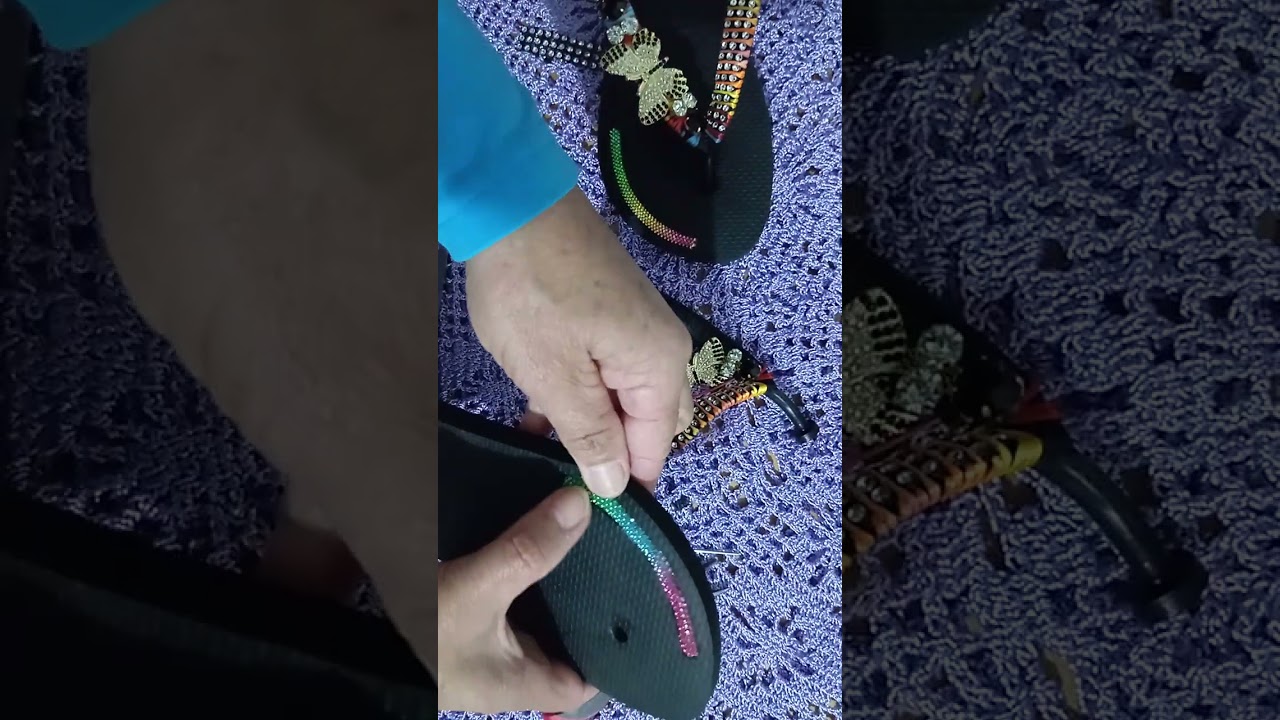 Chinelo customizado com cabedal 🦋 lateral e meia cana super fácil