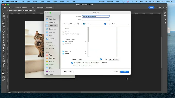 Converting a .jpg image into a .tiff using Photoshop