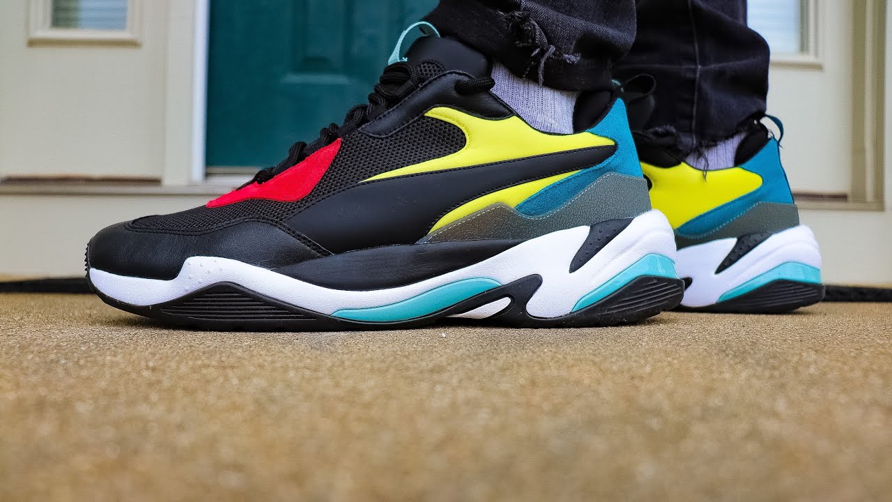 puma thunder spectra black on feet