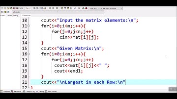 How to find the maximum element in each row of a matrix in C++