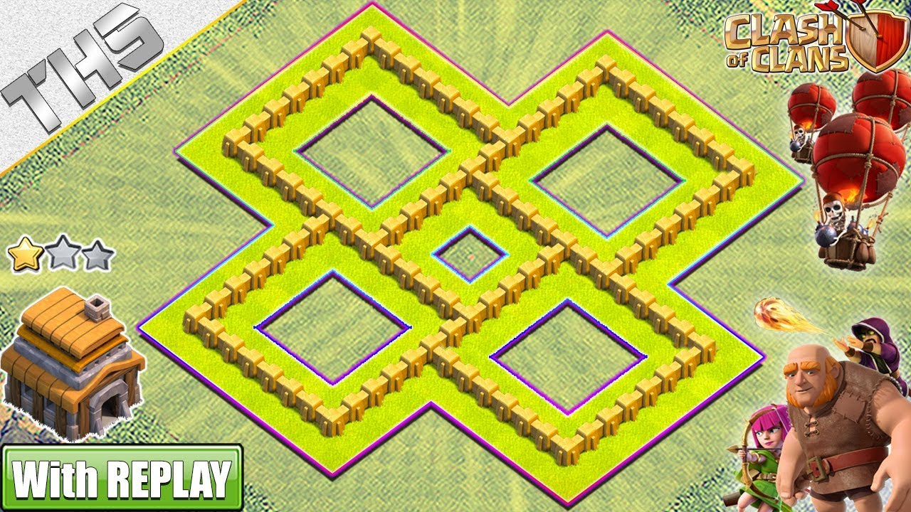 NEW BEST TH5 HYBRID/WAR Base with REPLAY PROOF 2018 | Anti Town Hall 6 - Clash of Clans