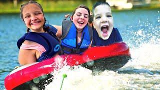 EXTREME BOAT TUBING ON GRAND LAKE!! SLAPPY FOLLOWS US TO THE LAKE! KIDS SWIMMING IN THE LAKE!