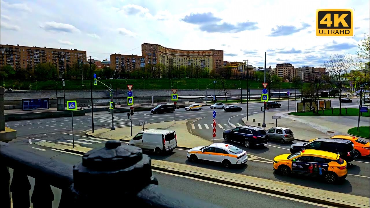 Москва. Бородинский мост. (Moscow.  Borodinsky Bridge. Berezhkovskaya embankment) 4k.