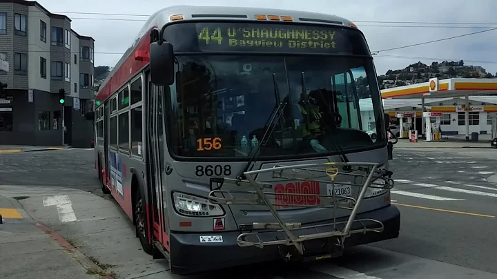 SF Muni 2013 New Flyer XDE40 #8608 on Route 44 O'Shaughnessy