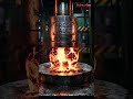 Molten lava sphere hot glowing extrusion #crushing #hydraulic #asmr
