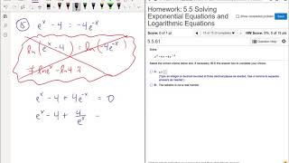 Solving e^x - 4 = -4e^-x (Solving Exponential and Log Equations Part 4 of 4)