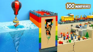 Trapped in a Flooded Security PRISON  | LEGO Tsunami Dam Breach Experiment - Vortex Machine Vs Jail