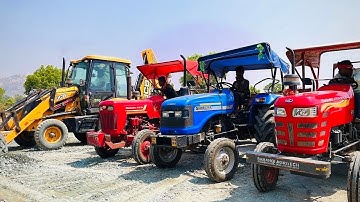 Mahindra | Swaraj 855 | New Holland Loading Mud in JCB 3dx Backhoe #jcbvideo #tractorvideo #jcb3dx 