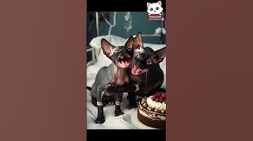 2 Black Sphynx Cats Just Need Love on Their Birthday#shorts #meow #cat #viral meow meow