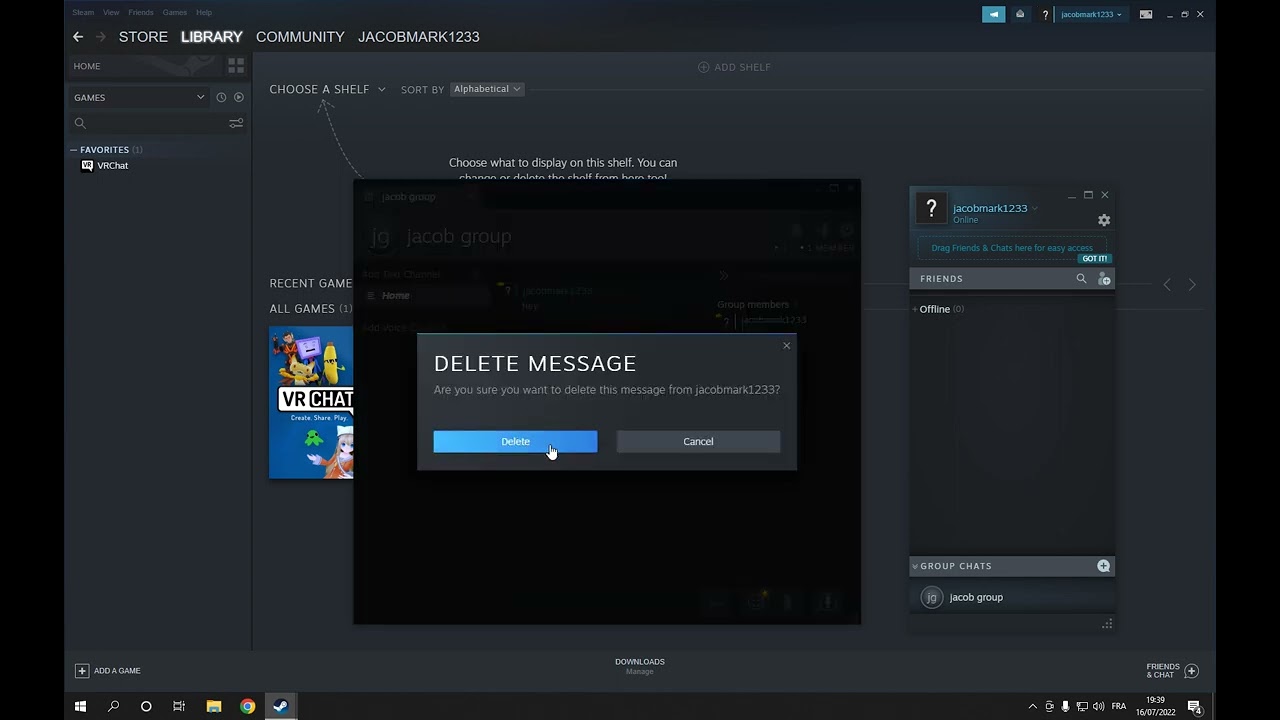 How to delete steam messages