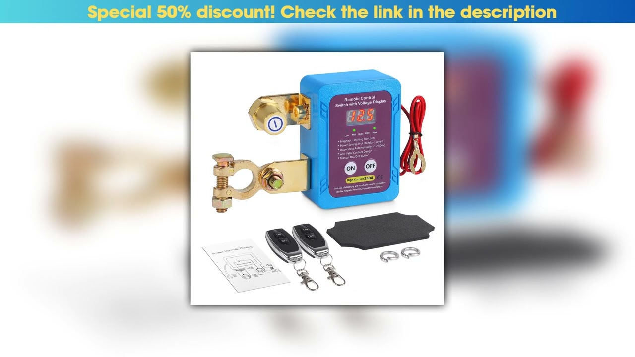 Deal 240A 12V Remote Battery Disconnect Switch with Automatic Power Shut Off Switch Anti Theft For•