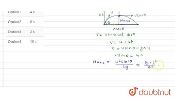 If a stone projected from ground, takes 4 s to reach the topmost point, of its trajectory, then ...