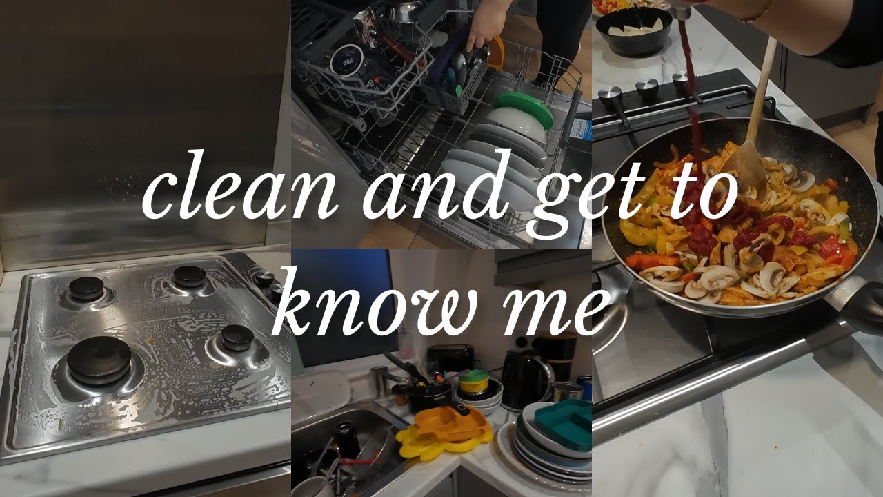 CLEAN WITH ME AND GET TO KNOW ME - MESSY KITCHEN - VLOG 3