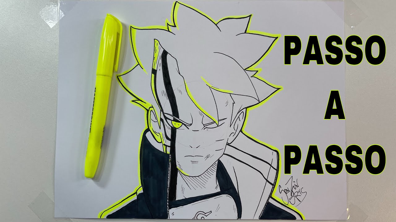 COMO DESENHAR O BORUTO (NARUTO) PASSO A PASSO 