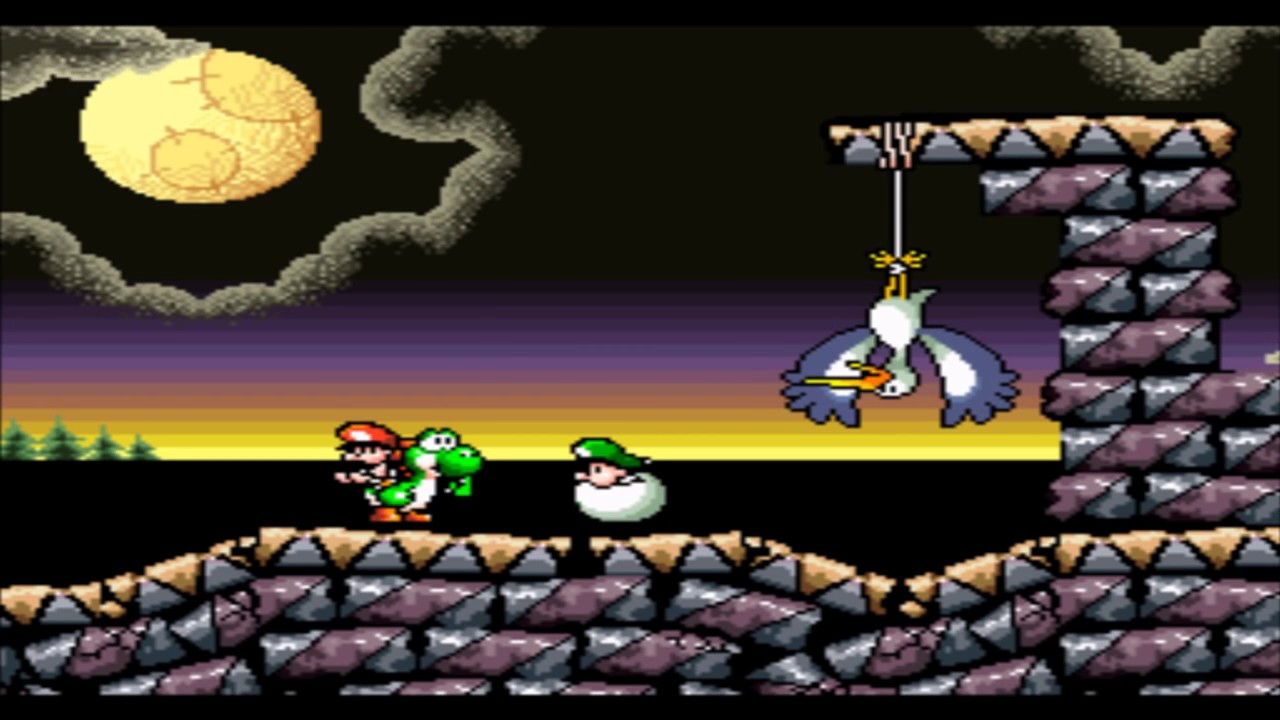 Yoshi's Island, final level, rescue baby Luigi and Stork - YouTube