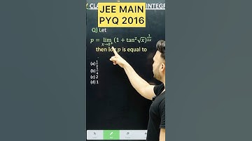 Q) Let 𝑝=lim(𝑥→0^+ ) (1+tan^2 √𝑥)^(1/2𝑥) then log 𝑝 #jee #maths #jee2025 #limits #jee2026 #jee