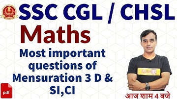SSC CHSL/CGL 2019-20||Maths||By Vikas Parashar Sir || Most Important Questions