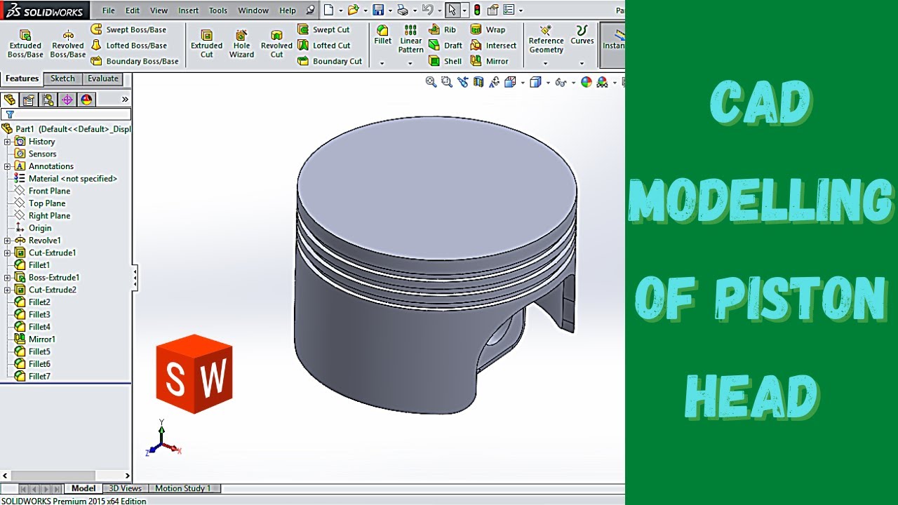 Solidworks Modelling of Piston head YouTube