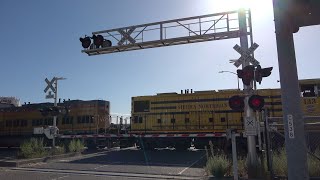 [filmed october 18, 2019] sierra northern railway local freight train
passes through the port access road private railroad crossing on west
sacramento po...