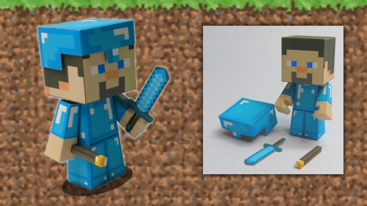 Diy Steve De Minecraft En Papercraft Armure En Diamant Torche Et Epee Youtube