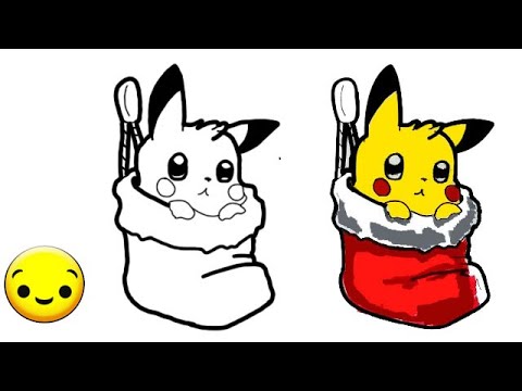 Como Dibujar Pokemon Pikachu En La Bota De Papa Noel Para Navidad How To Draw Pikachu Youtube